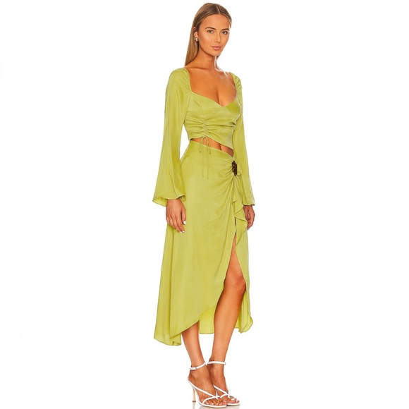 FOR LOVE & LEMONS REVOLVE GREEN CUTOUT MIDI DRESS - Picture 6 of 14